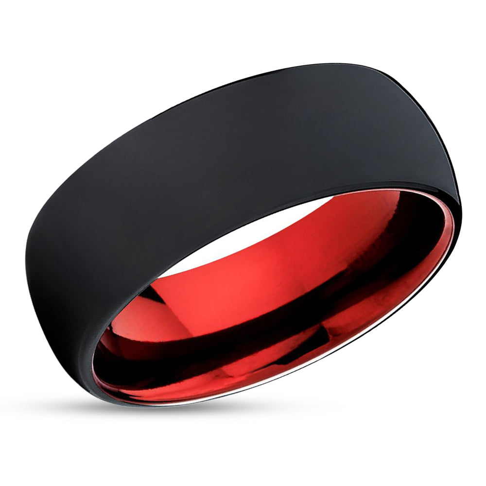 Red Tungsten Ring - Tungsten Wedding Ring - Matte Polish Ring - Men's Ring