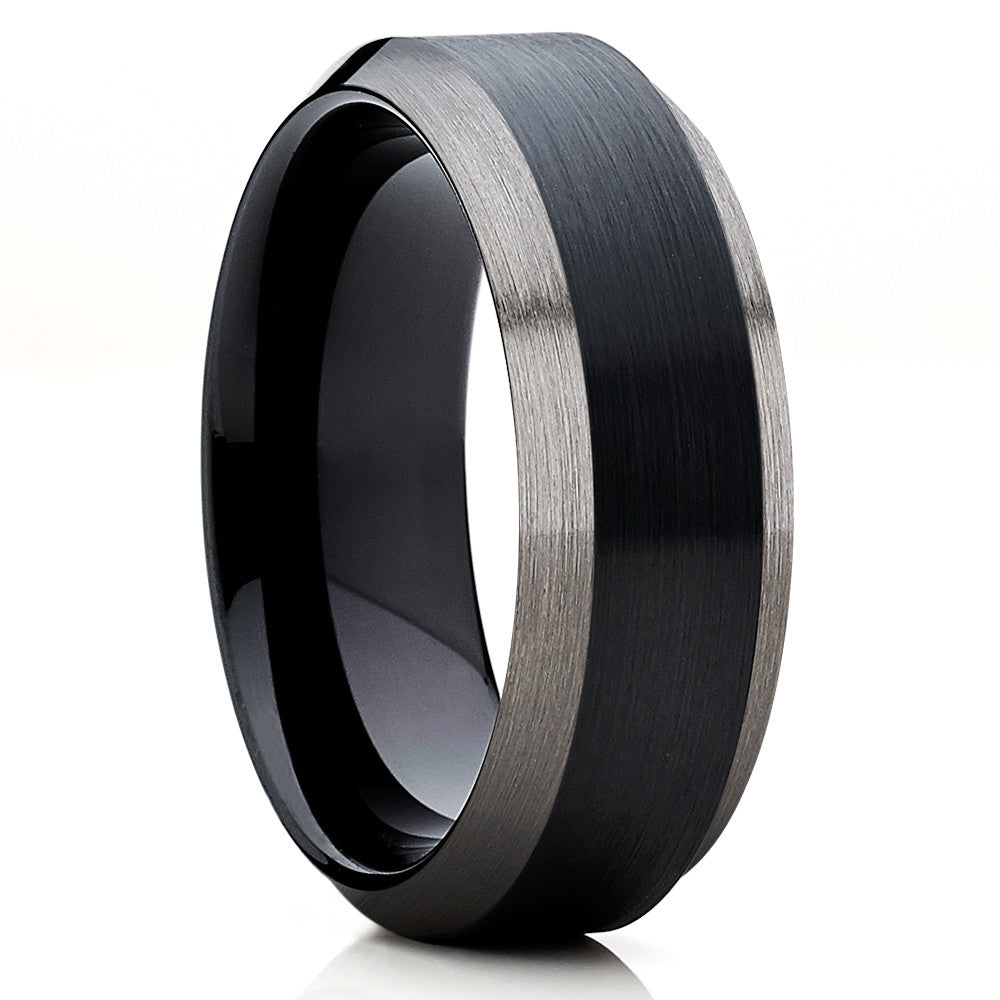 Black Tungsten Wedding Band - Gunmetal Tungsten Ring - Black Tungsten Ring - Clean Casting Jewelry