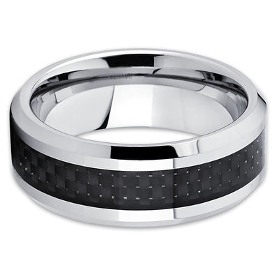 Tungsten Wedding Band - Carbon Fiber Ring - Black - Tungsten Wedding Ring - Clean Casting Jewelry
