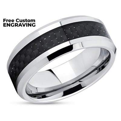 Carbon Fiber Wedding Ring - Tungsten Wedding Ring - Wedding Band - Wedding Ring