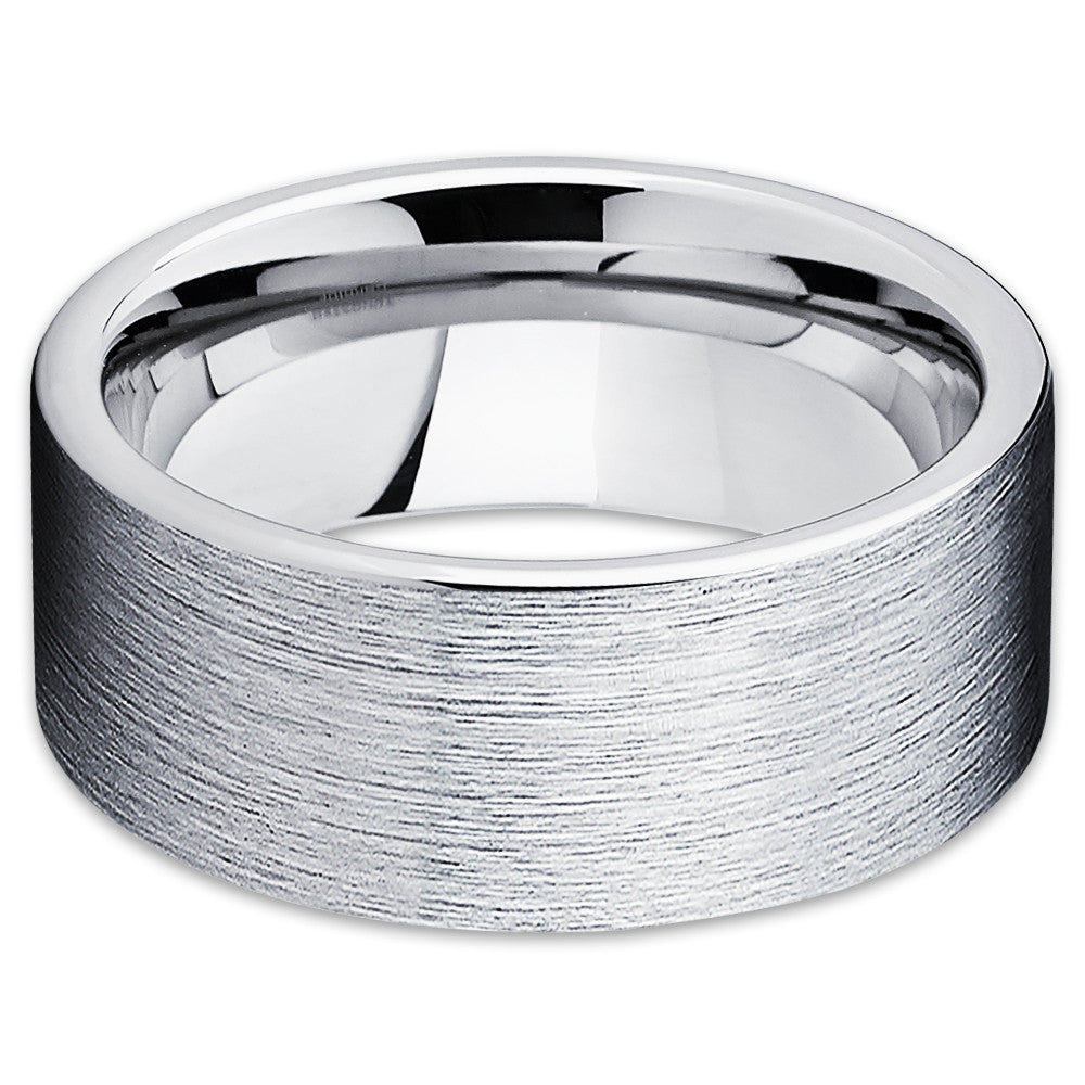 Silver Tungsten Wedding Band - Brush Tungsten Ring - Tungsten Carbide - Clean Casting Jewelry