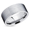 Tungsten Wedding Ring - Tungsten Carbide Ring - Silver Wedding Ring - Flat Tungsten Ring