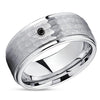 Black Diamond Wedding Ring - 9mm Wedding Ring - Silver Wedding Ring - Tungsten Carbide Ring