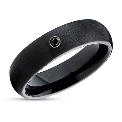 Black Diamond Tungsten Ring - Black Tungsten Band - Tungsten Carbide - Black Wedding Ring