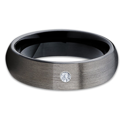 Black Tungsten Wedding Band - Gunmetal Ring - Gray Tungsten Ring - Brush - Clean Casting Jewelry