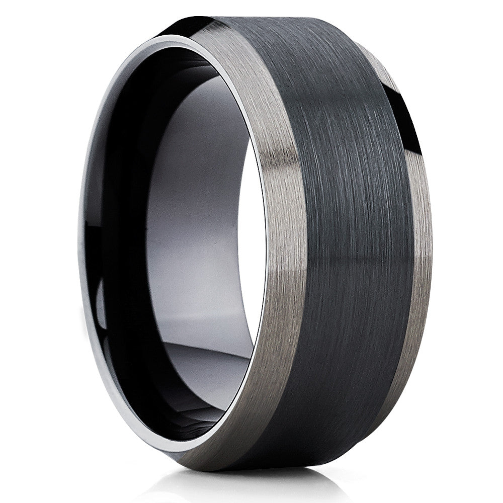 10mm - Black Tungsten Wedding Band - Men's Black Tungsten Ring - Black Ring - Clean Casting Jewelry