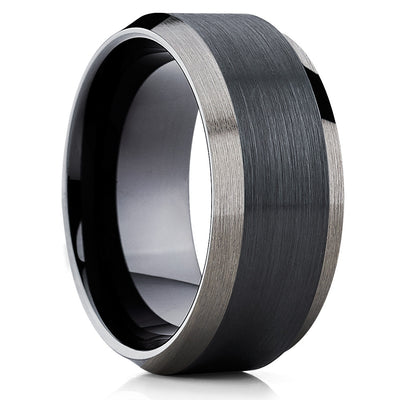 10mm - Black Tungsten Wedding Band - Men's Black Tungsten Ring - Black Ring - Clean Casting Jewelry