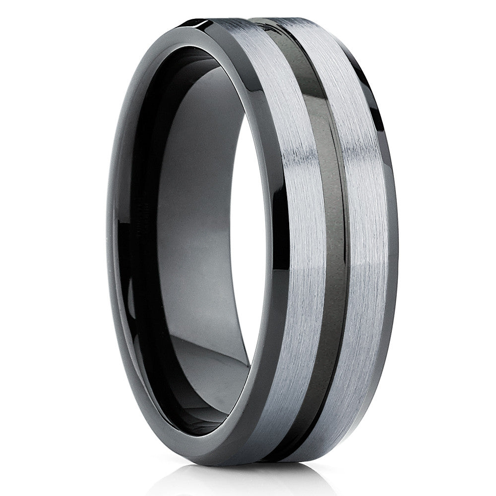 Gray Tungsten Wedding Band - Black Tungsten Ring - Men's Wedding Band - Clean Casting Jewelry