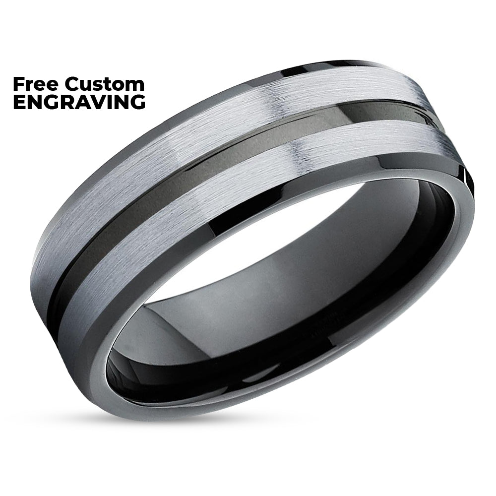 Black Wedding Ring - Black Tungsten Ring - Black Tungsten Band - Wedding Ring