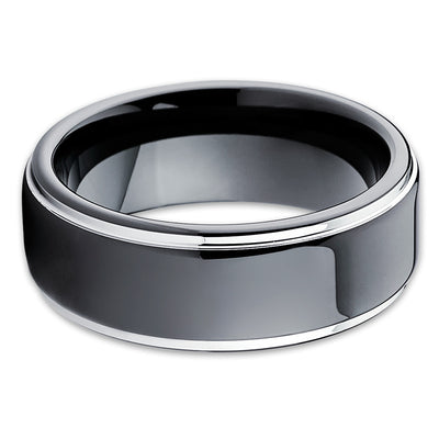 8mm Black Tungsten Wedding Ring - Shiny Polish - Tungsten Wedding Band - Clean Casting Jewelry