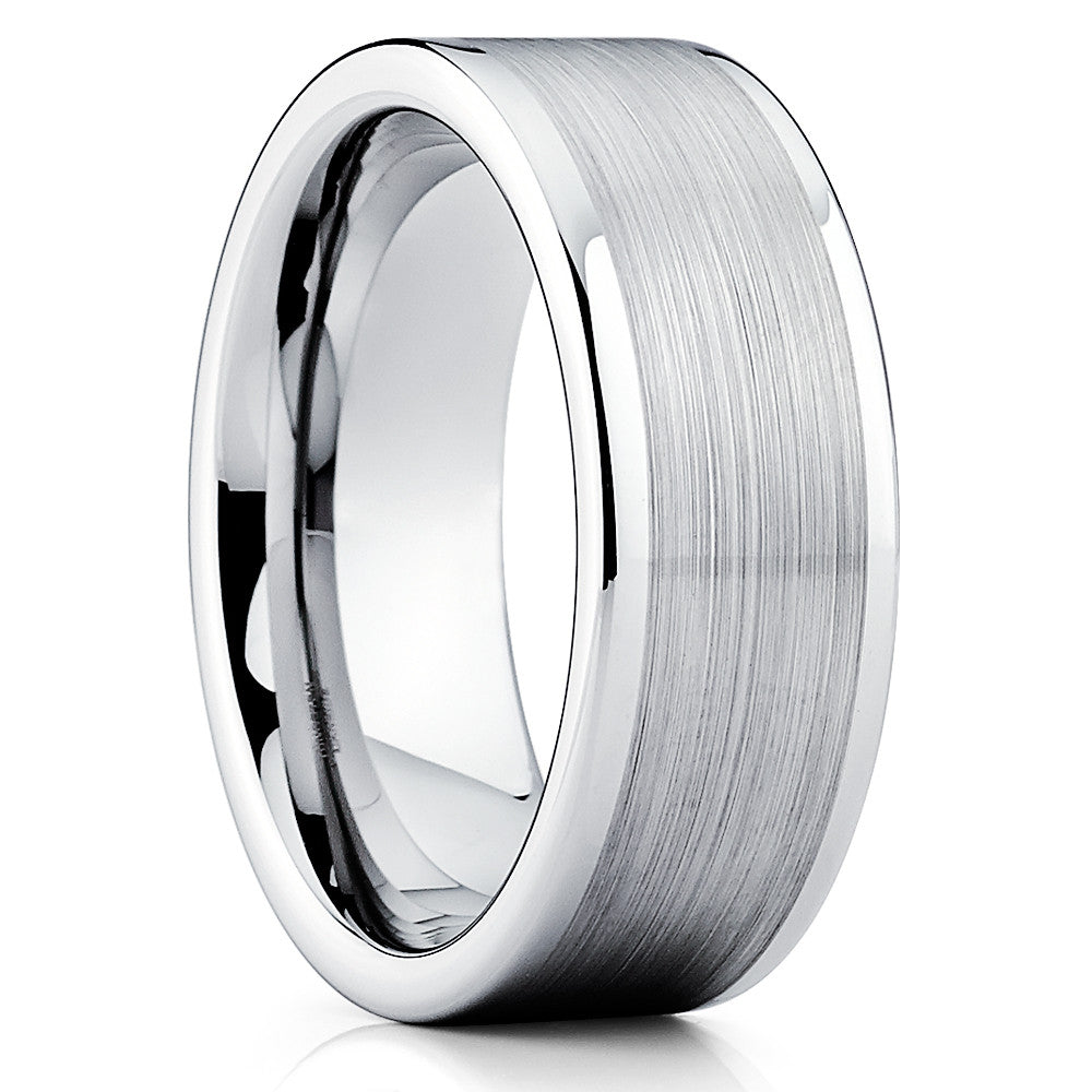 Tungsten Wedding Band - Silver - Men's Wedding Band - Brush Tungsten - Clean Casting Jewelry