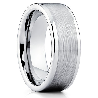 Tungsten Wedding Band - Silver - Men's Wedding Band - Brush Tungsten - Clean Casting Jewelry
