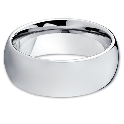 Tungsten Wedding Band - Silver Tungsten Ring - Dome Tungsten Band - Clean Casting Jewelry