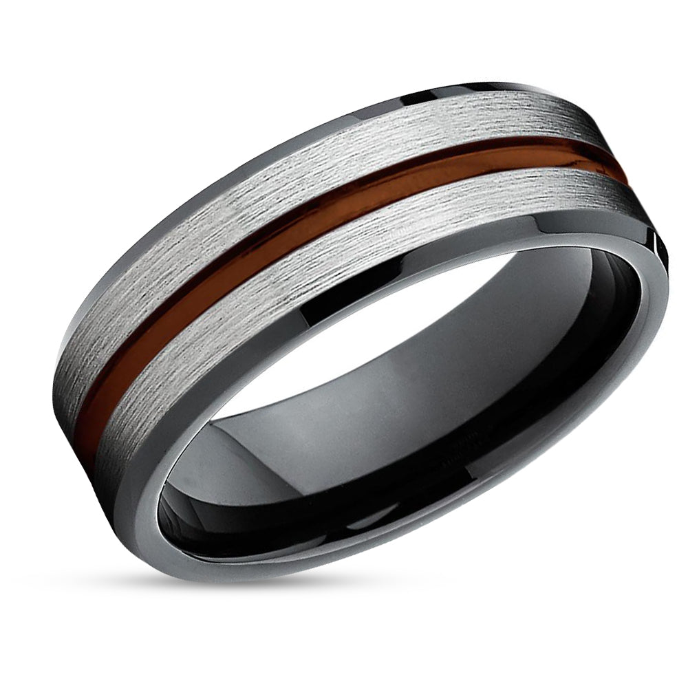 Maroon Tungsten Wedding Band - Black Ring - Maroon Wedding Ring - Black Ring