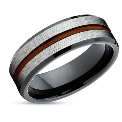 Maroon Tungsten Wedding Band - Black Ring - Maroon Wedding Ring - Black Ring