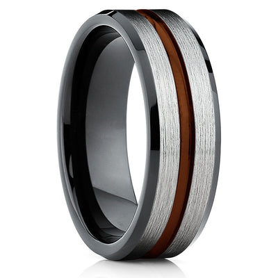 Maroon Tungsten Wedding Band - Black Ring - Tungsten Wedding Ring 8mm - Clean Casting Jewelry