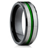Green Tungsten Ring - Green Wedding Ring - Tungsten Wedding Band Brush - Clean Casting Jewelry