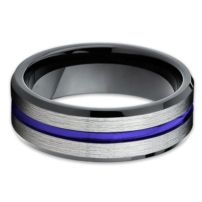 Purple Tungsten Wedding Band - Black Tungsten Ring - Men's Wedding Band - Clean Casting Jewelry