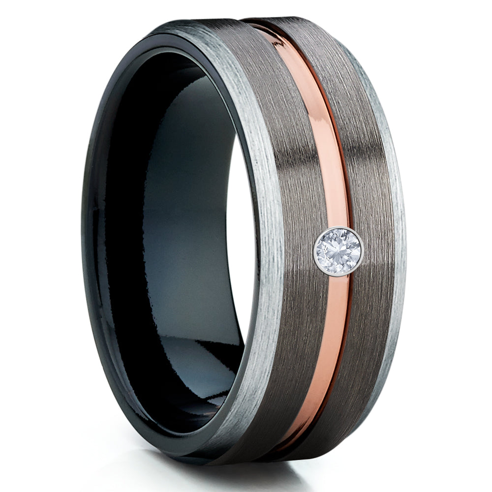 White Tungsten Ring - Gunmetal Tungsten Ring - Rose Gold - Black Tungsten - Clean Casting Jewelry