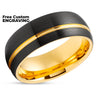 8mm Yellow Gold Ring - Black Wedding Ring - Tungsten Wedding Band - Men & Women