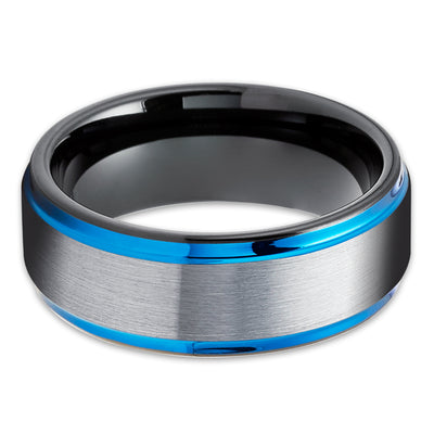 Black Wedding Ring - Engagement Band - Gray Wedding Band - Tungsten Wedding Ring