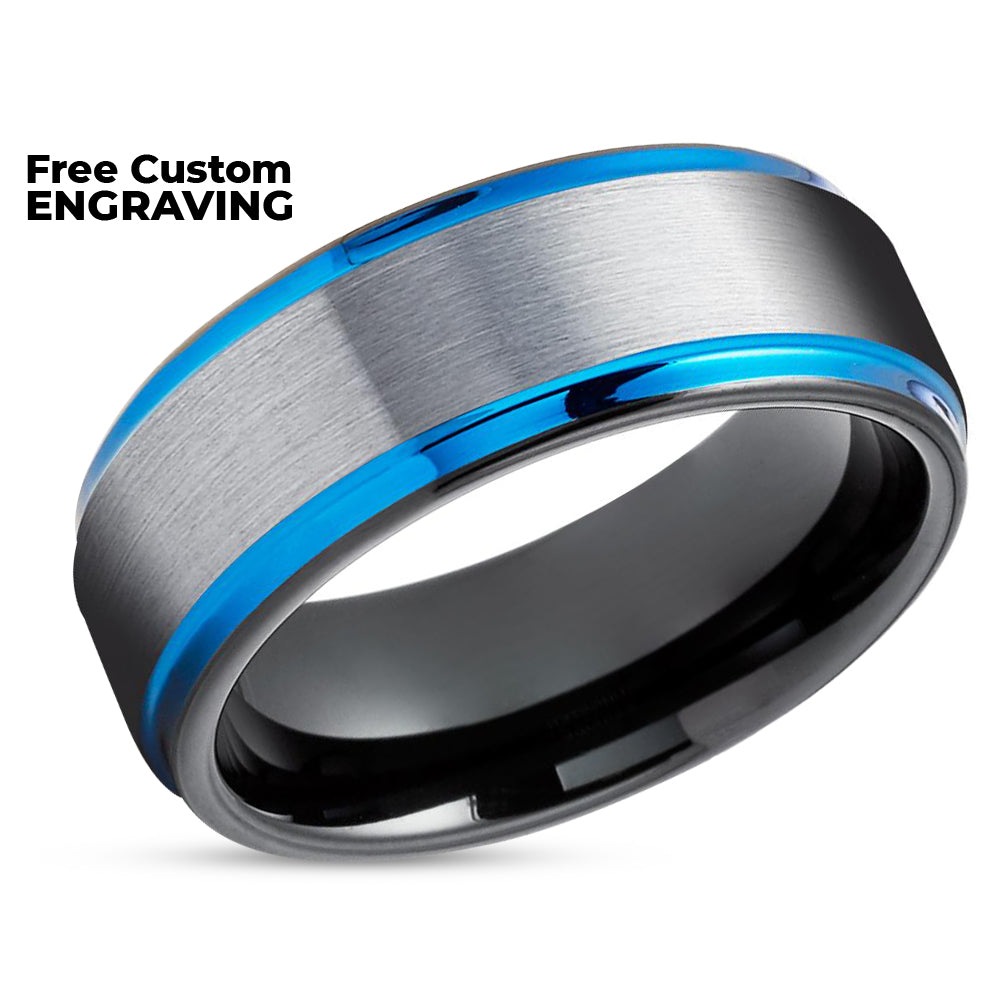Black Wedding Ring - Engagement Band - Gray Wedding Band - Tungsten Wedding Ring