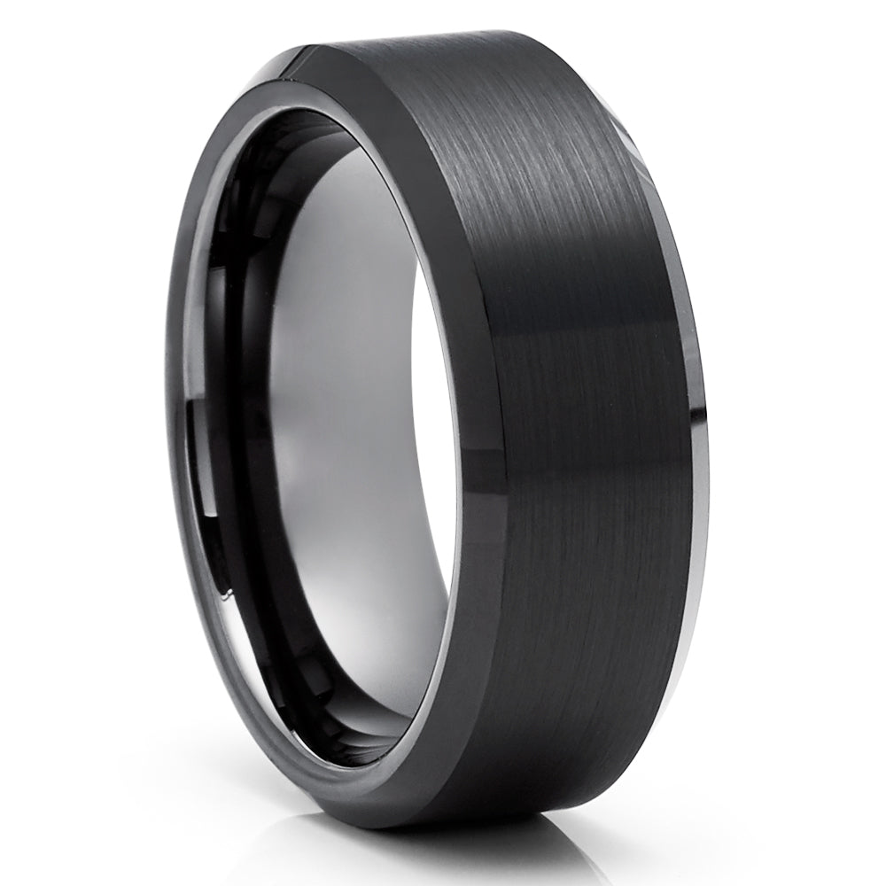 Black Tungsten Ring - Gunmetal Wedding Band - Black Tungsten Ring - Black Ring