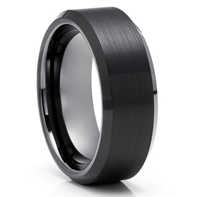 Black Tungsten Ring - Gunmetal Wedding Band - Black Tungsten Ring - Black Ring