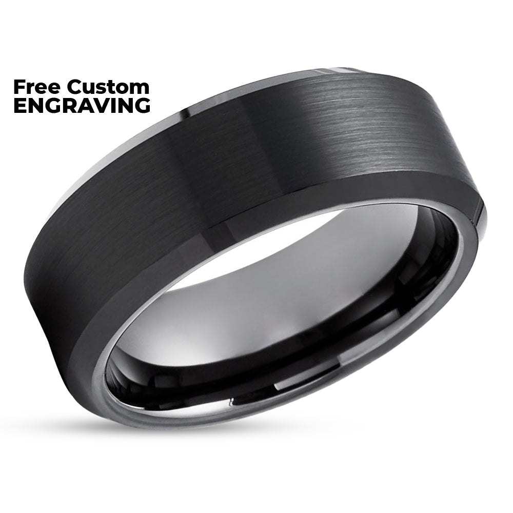 Black Tungsten Ring - Gunmetal Wedding Band - Black Tungsten Ring - Black Ring