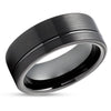 Black Tungsten Ring - Black Wedding Ring - 8mm - 6mm - Tungsten Wedding Band