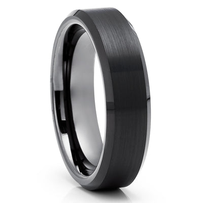 Black Tungsten Ring - Gunmetal Wedding Ring - Tungsten Wedding Ring - Black Band