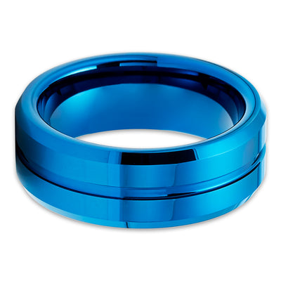 Blue Tungsten Wedding Ring - Blue Wedding Band - Tungsten wedding Ring - Blue Ring