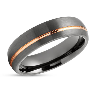 Rose Gold Tungsten Ring - Gunmetal Wedding Ring - Tungsten Wedding Ring - Band