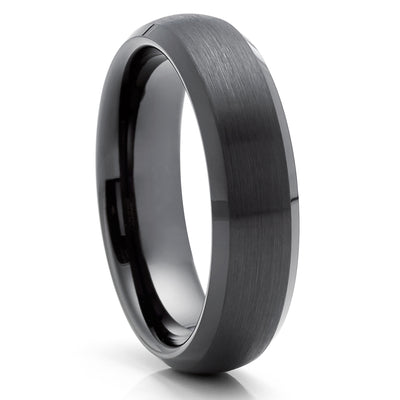 Black Wedding Ring - Black Tungsten Ring - 8mm Ring - 6mm Ring - Black Wedding Band