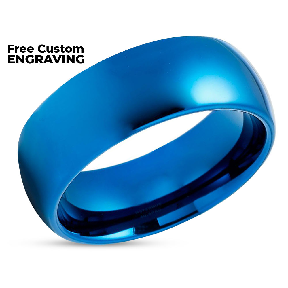 Blue Wedding Band - Blue Tungsten Ring - Tungsten Wedding Ring - Blue Tungsten Band