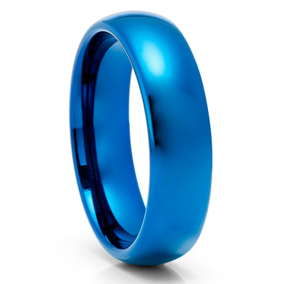 Blue Wedding Band - Blue Tungsten Ring - Tungsten Wedding Ring - Blue Tungsten Band