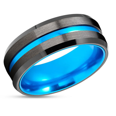 Gunmetal Wedding Ring - Turquoise Wedding Band - Black Tungsten Ring - Ring - Band