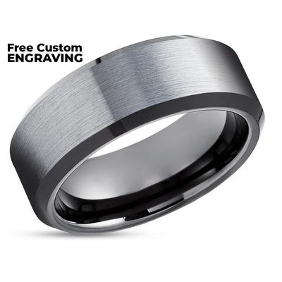 Black Tungsten Wedding Ring - Gunmetal Wedding Ring - Black Tungsten Ring - Man's Ring