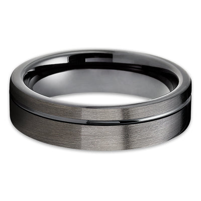 Black Wedding Band - Gunmetal Tungsten Ring - Tungsten Wedding Band - Black Ring