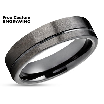 Black Wedding Band - Gunmetal Tungsten Ring - Tungsten Wedding Band - Black Ring