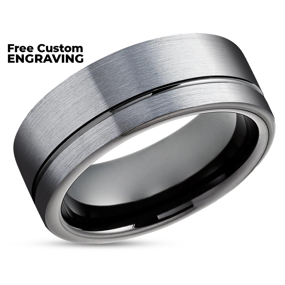 Black Wedding Ring - Gray Wedding Band - Tungsten Wedding Ring - Tungsten Carbide Ring