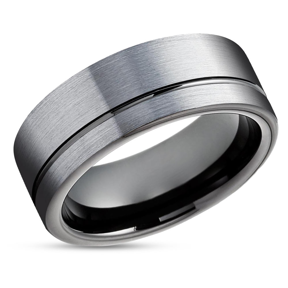 Black Wedding Ring - Gray Wedding Band - Tungsten Wedding Ring - Tungsten Carbide Ring