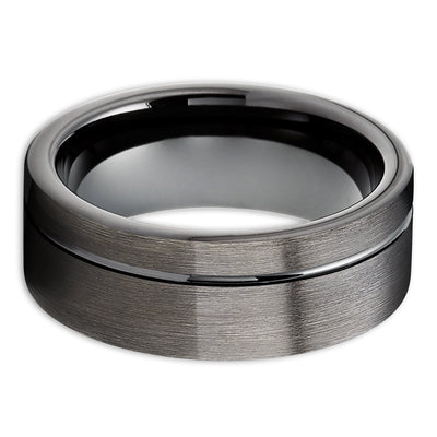 Gunmetal Wedding Ring - Black Tungsten Wedding Ring - Tungsten Wedding Ring - Band
