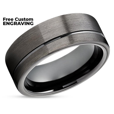 Gunmetal Wedding Ring - Black Tungsten Wedding Ring - Tungsten Wedding Ring - Band