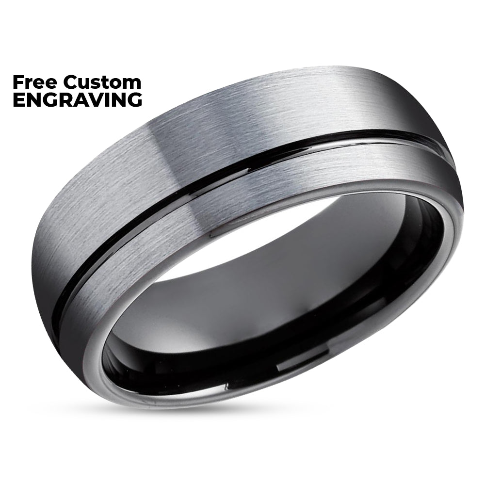 Black Tungsten Ring - Black Wedding Ring - Tungsten Wedding Band - Engagement Ring