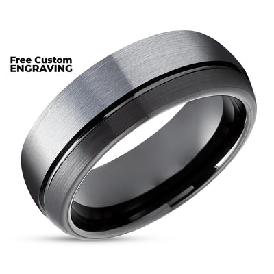 Black Tungsten Ring - Black Wedding Band - Tungsten Carbide Ring - Black Band