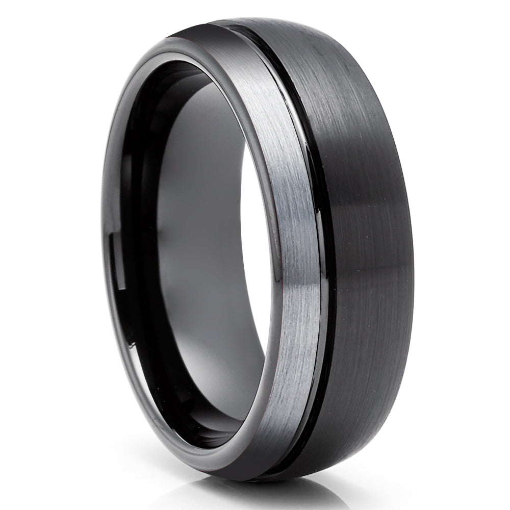 Black Tungsten Ring - Black Tungsten Wedding Band - Gray Wedding Ring - Black Ring