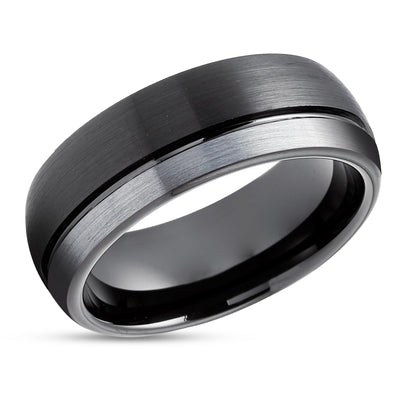 Black Tungsten Ring - Black Tungsten Wedding Band - Gray Wedding Ring - Black Ring