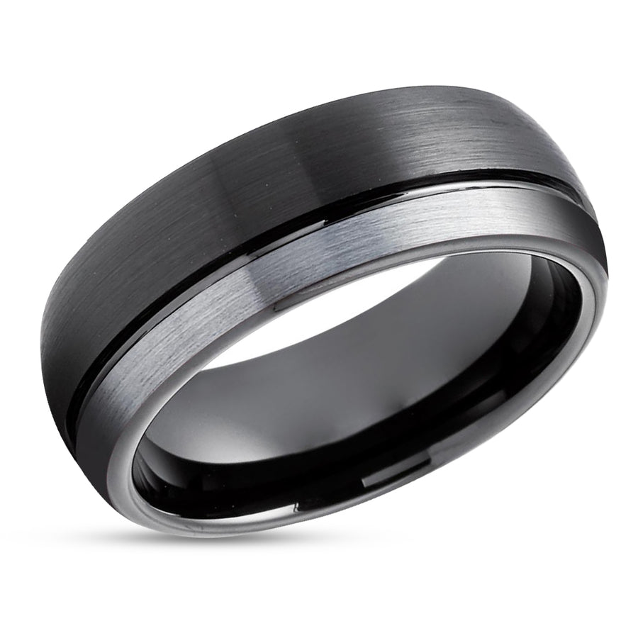Black Tungsten Ring - Black Tungsten Wedding Band - Gray Wedding Ring - Black Ring