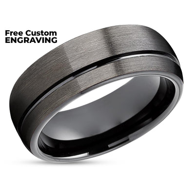 Black Tungsten Wedding Ring - Gunmetal Wedding Ring - Black Wedding Band - Gunmetal Band